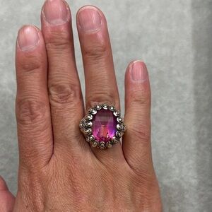 Elegant Silver and Purple Gemstone Ring